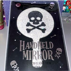 💀NEW💀 Bling Skull Handheld 5x Magnifying Mirror - Halloween Goth Sparkly